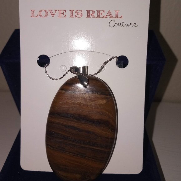 Oval Tiger's Eye & Jasper Silver Necklace - Picture 9 of 10